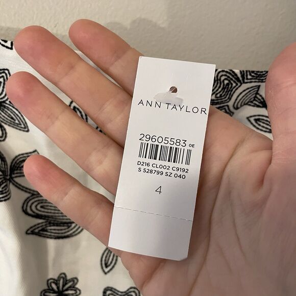Ann Taylor NWT PETITE FLORAL COTTON LINEN SHEATH DRESS IN WINTER WHITE SZ 4 - Picture 7 of 8